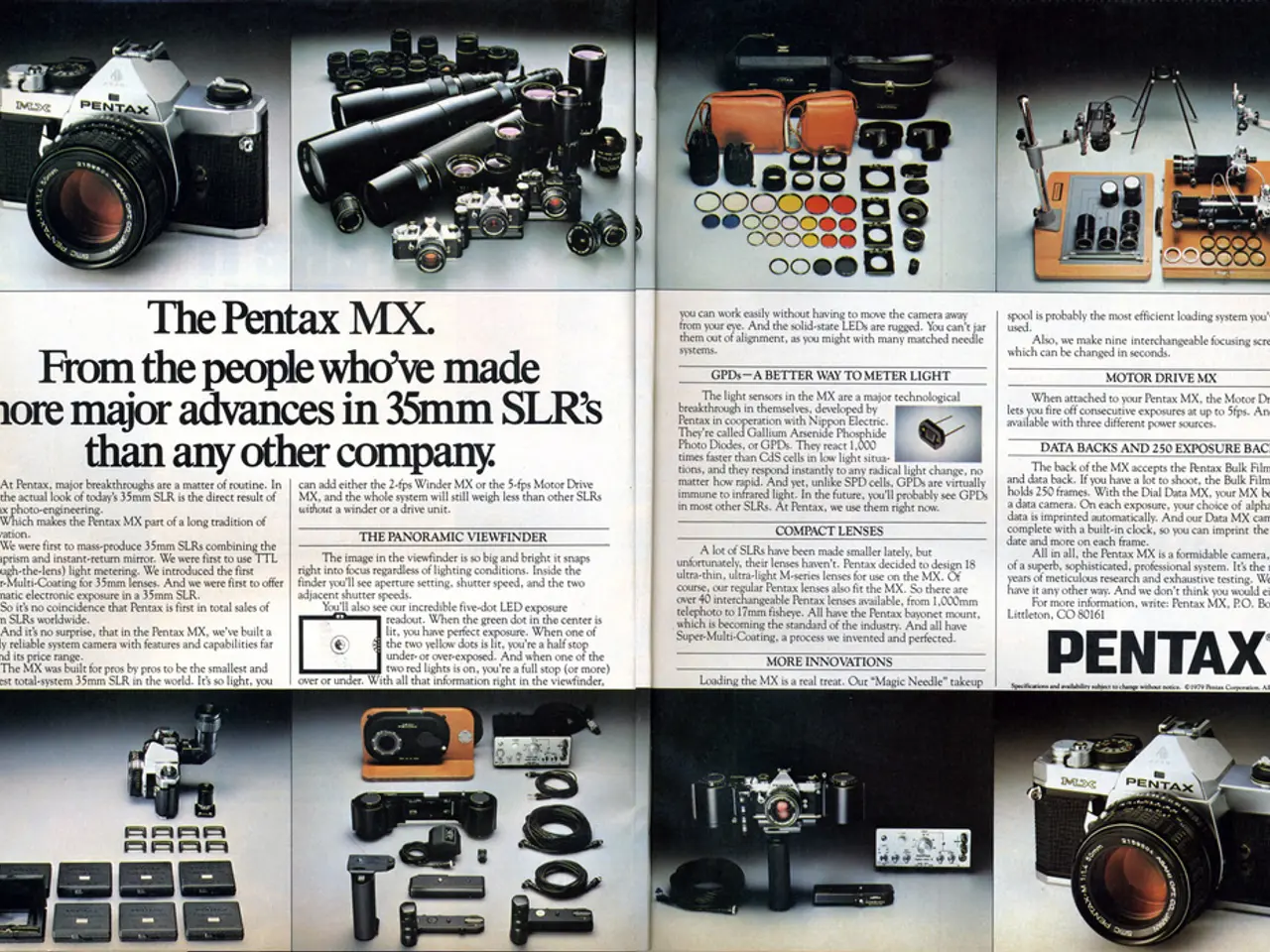 This image contains a poster having a camera and few lenses, glass frames init. There are few...